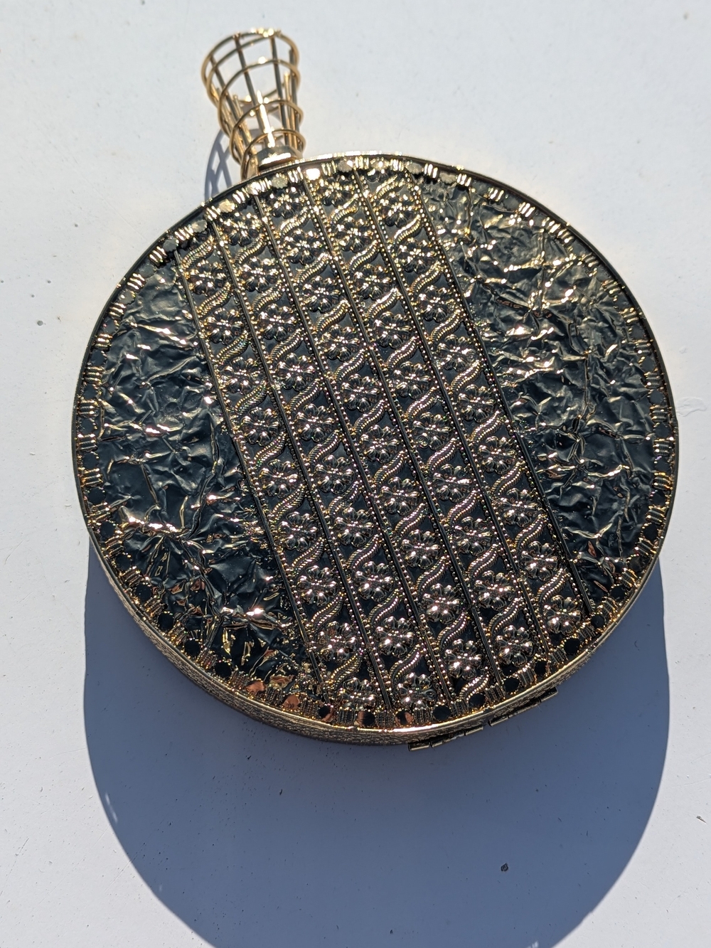 Ramla | Tourbillon Round Brass Metal Casting Clutch Shoulder Purse - Picture 9 of 16